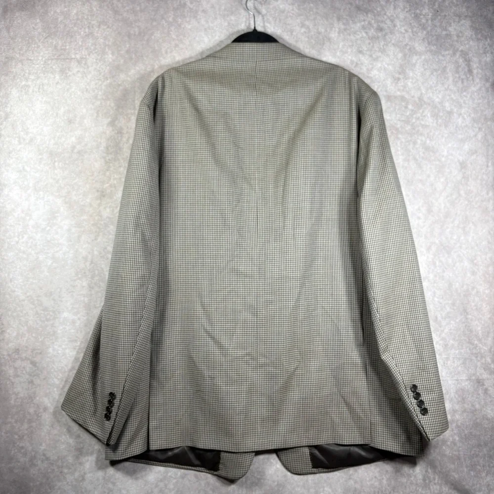 Hickey‎ Freeman Blazer Sport Coat Men Size 52L Brown Houndstooth Wool Two-Button